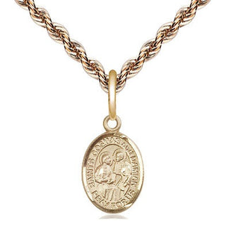 14kt Gold Saints Cosmas & Damian Medal Engraved Catholic Saint Jewelry