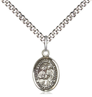 Pewter Saints Cosmas & Damian Medal Religious and Catholic Jewelry Engraved Catholic Saint Jewelry