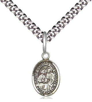 Pewter Saints Cosmas & Damian Medal Religious and Catholic Jewelry Engraved Catholic Saint Jewelry