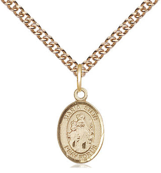 14kt Gold Maria Stein Medal Engraved Catholic Saint Jewelry