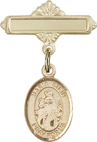 14kt Gold Polished Badge Pin Maria Stein Baby Badge - Engravable
