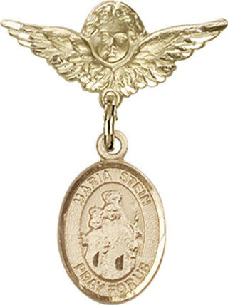14kt Gold Small Angel w/Wings Maria Stein Baby Badge - Engravable