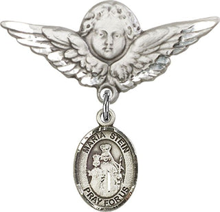 Sterling Silver Large Angel w/Wings Maria Stein Baby Badge - Engravable