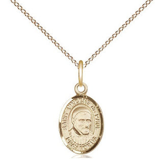 14kt Gold Saint Vincent de Paul Medal Engraved Catholic Saint Jewelry