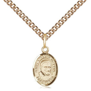 14kt Gold Saint Vincent de Paul Medal Engraved Catholic Saint Jewelry