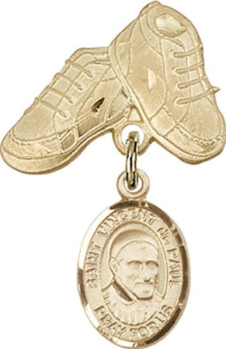 14kt Gold Filled Baby Boots St. Vincent de Paul Baby Badge - Engravable