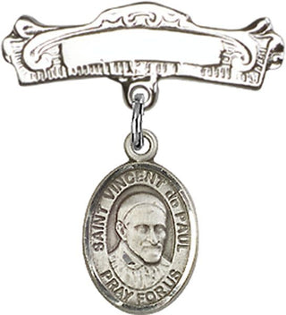 Sterling Silver Badge Pin St. Vincent de Paul Baby Badge - Engravable