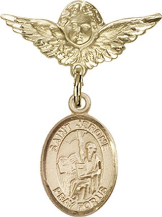 14kt Gold Filled Small Angel w/Wings St. Jerome Baby Badge - Engravable