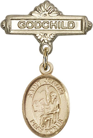 14kt Gold Filled Godchild St. Jerome Baby Badge - Engravable