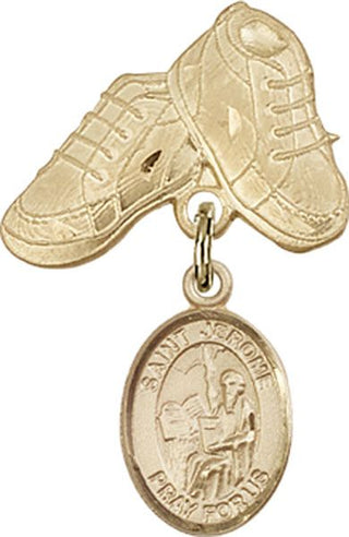 14kt Gold Baby Boots St. Jerome Baby Badge - Engravable