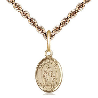 14kt Gold Saint Sophia Medal Engraved Catholic Saint Jewelry