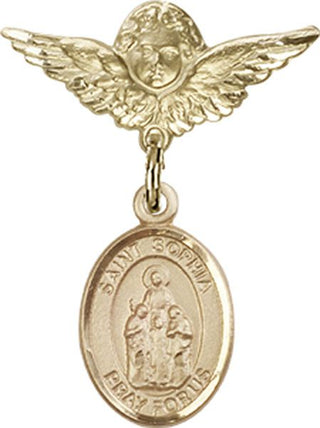 14kt Gold Filled Small Angel w/Wings St. Sophia Baby Badge - Engravable
