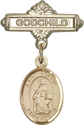 14kt Gold Filled Godchild St. Sophia Baby Badge - Engravable