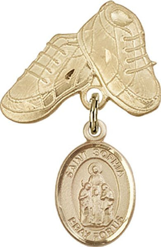 14kt Gold Filled Baby Boots St. Sophia Baby Badge - Engravable