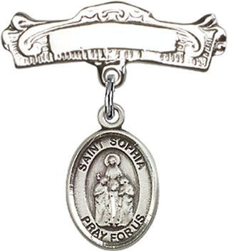 Sterling Silver Badge Pin St. Sophia Baby Badge - Engravable