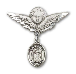 Sterling Silver Large Angel w/Wings St. Sophia Baby Badge - Engravable
