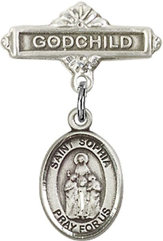Sterling Silver Godchild St. Sophia Baby Badge - Engravable