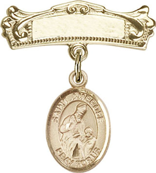 14kt Gold Badge Pin St. Ambrose Baby Badge - Engravable