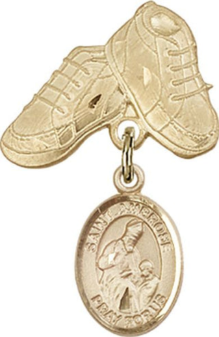 14kt Gold Baby Boots St. Ambrose Baby Badge - Engravable