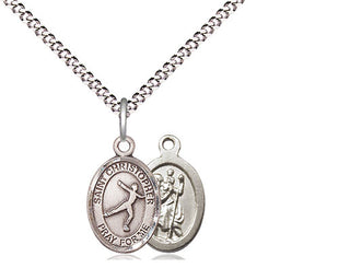 Pewter Saint Christopher Figure Skating Medal Religious and Catholic Jewelry