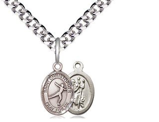 Pewter Saint Christopher Figure Skating Medal Religious and Catholic Jewelry