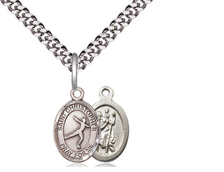 Pewter Saint Christopher Figure Skating Medal Religious and Catholic Jewelry