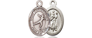 Sterling Silver Saint Christopher Figure Skating Medal Religious and Catholic Jewelry
