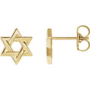 14K Gold Star of David Earrings