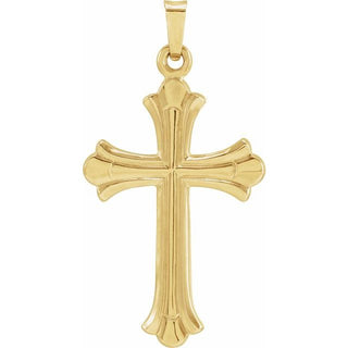 14K Yellow 33.8x17.7 mm Hollow Cross Pendant 