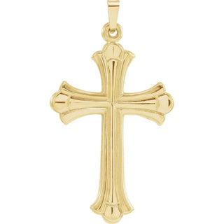 14K Yellow 40.7x22.7 mm Hollow Cross Pendant 