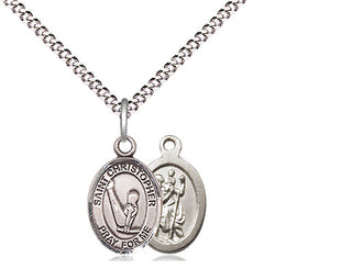 Pewter Saint Christopher Gymnastics Medal Religious and Catholic Jewelry