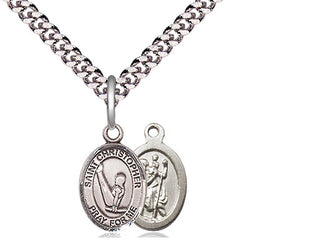 Pewter Saint Christopher Gymnastics Medal Religious and Catholic Jewelry