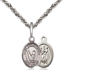 Sterling Silver Saint Christopher Gymnastics Medal Religious and Catholic Jewelry
