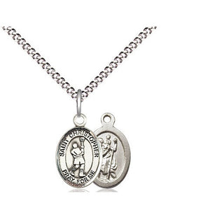 Pewter Saint Christopher Lacrosse Medal Religious and Catholic Jewelry