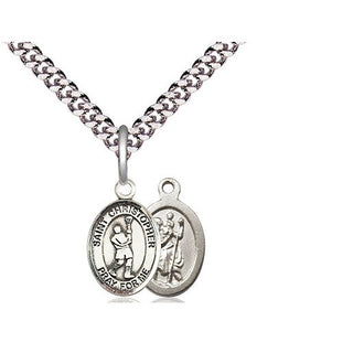 Pewter Saint Christopher Lacrosse Medal Religious and Catholic Jewelry