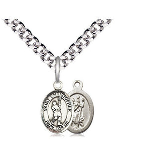 Pewter Saint Christopher Lacrosse Medal Religious and Catholic Jewelry
