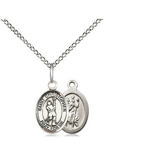 Sterling Silver Saint Christopher Lacrosse Medal Religious and Catholic Jewelry