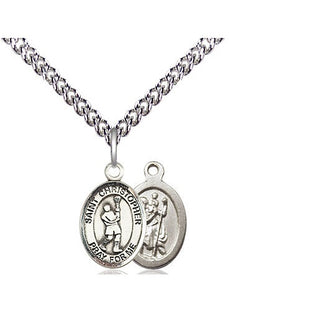 Sterling Silver Saint Christopher Lacrosse Medal Religious and Catholic Jewelry