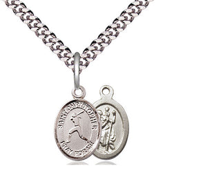 Pewter Saint Christopher Softball Medal Religious and Catholic Jewelry