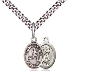 Pewter Saint Christopher Track&Field Medal Religious and Catholic Jewelry