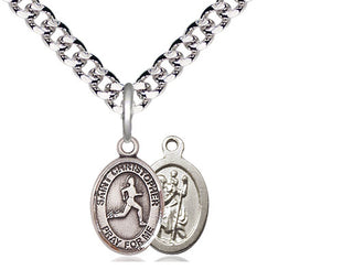 Pewter Saint Christopher Track&Field Medal Religious and Catholic Jewelry