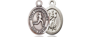 Sterling Silver Saint Christopher Track&Field Medal Religious and Catholic Jewelry