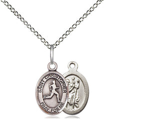 Sterling Silver Saint Christopher Track&Field Medal Religious and Catholic Jewelry