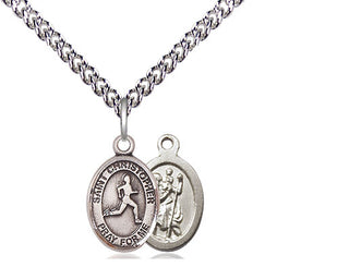 Sterling Silver Saint Christopher Track&Field Medal Religious and Catholic Jewelry