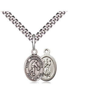 Pewter Saint Christopher Basketball Medal Religious and Catholic Jewelry