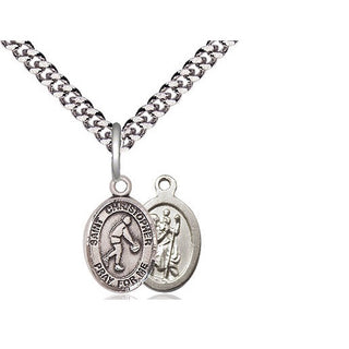 Pewter Saint Christopher Basketball Medal Religious and Catholic Jewelry