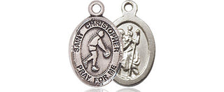 Sterling Silver Saint Christopher Basketball Medal Religious and Catholic Jewelry
