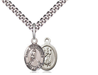 Pewter Saint Christopher Ice Hockey Medal Religious and Catholic Jewelry