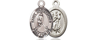 Sterling Silver Saint Christopher Ice Hockey Medal Religious and Catholic Jewelry