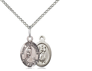 Sterling Silver Saint Christopher Ice Hockey Medal Religious and Catholic Jewelry